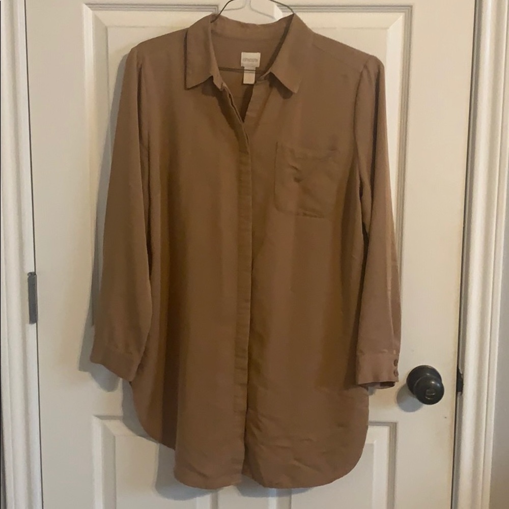 Chicos Brown Button Down Size 2 - image 1